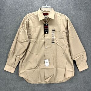 Architect Shirt Mens XL 17 17.5 34 35 Tan Regular Fit Stretch Button Up